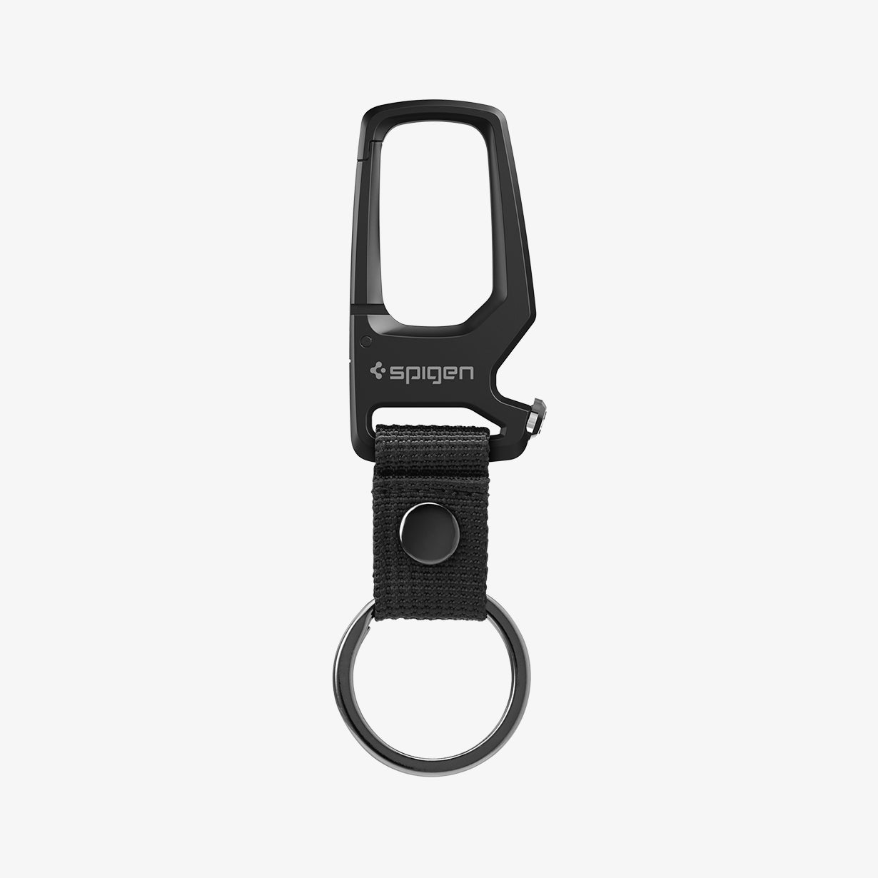 AHP06961 - Carabiner + Keyring in black showing the front
