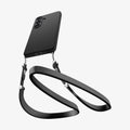 ACS11042 - Galaxy S26 Plus Liquid Air in Matte Black showing the back with lanyard