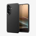 ACS11055 - Galaxy S26 Liquid Air (Mag Fit) in Matte Black showing the back with the device, partial back case only, partial front and sides