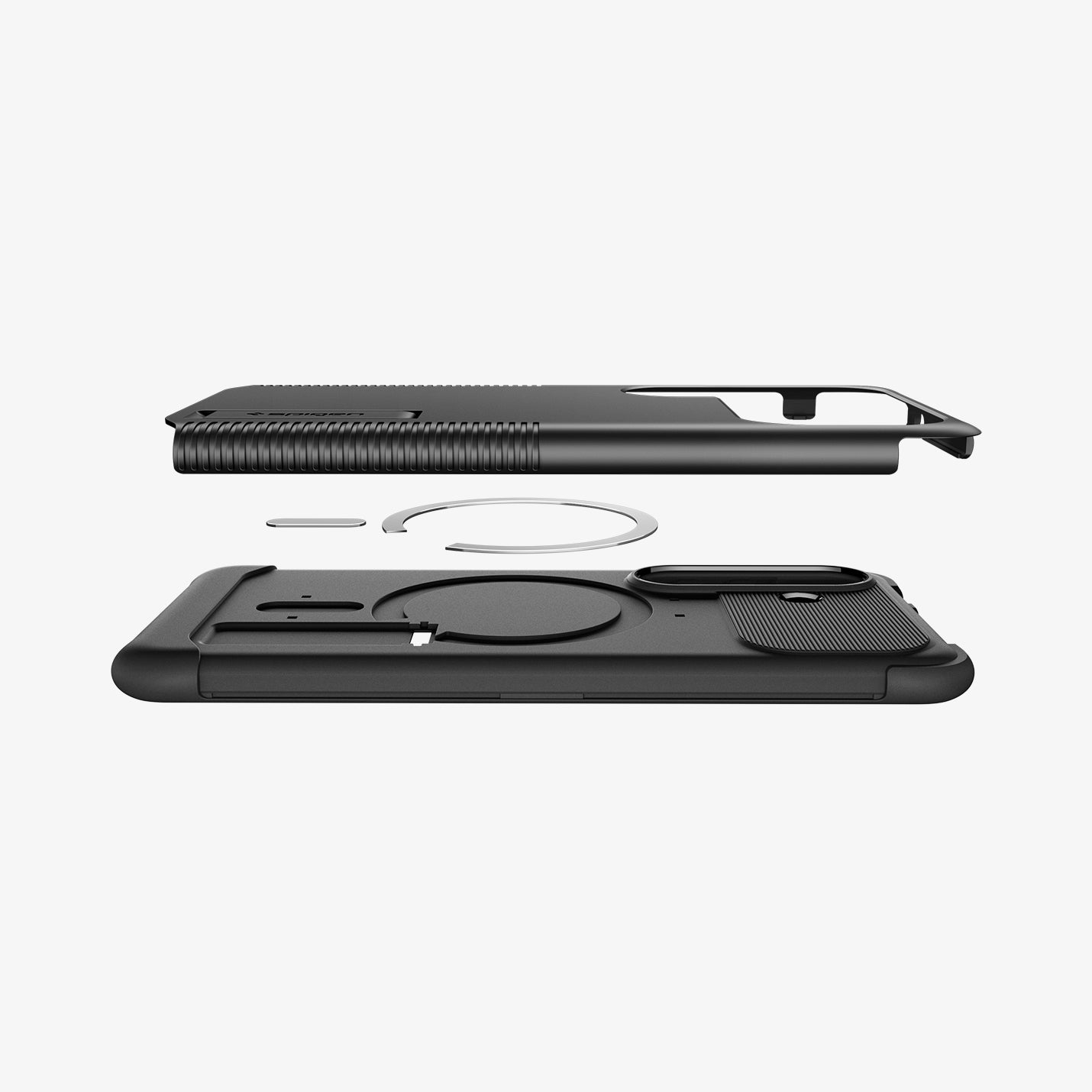 ACS10743 - Galaxy S26 Slim Armor (Mag Fit) in Black showing the top and bottom