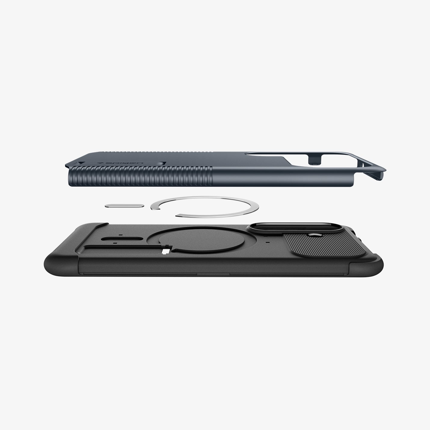 ACS10742 - Galaxy S26 Slim Armor (Mag Fit) in Metal Slate showing the top and bottom