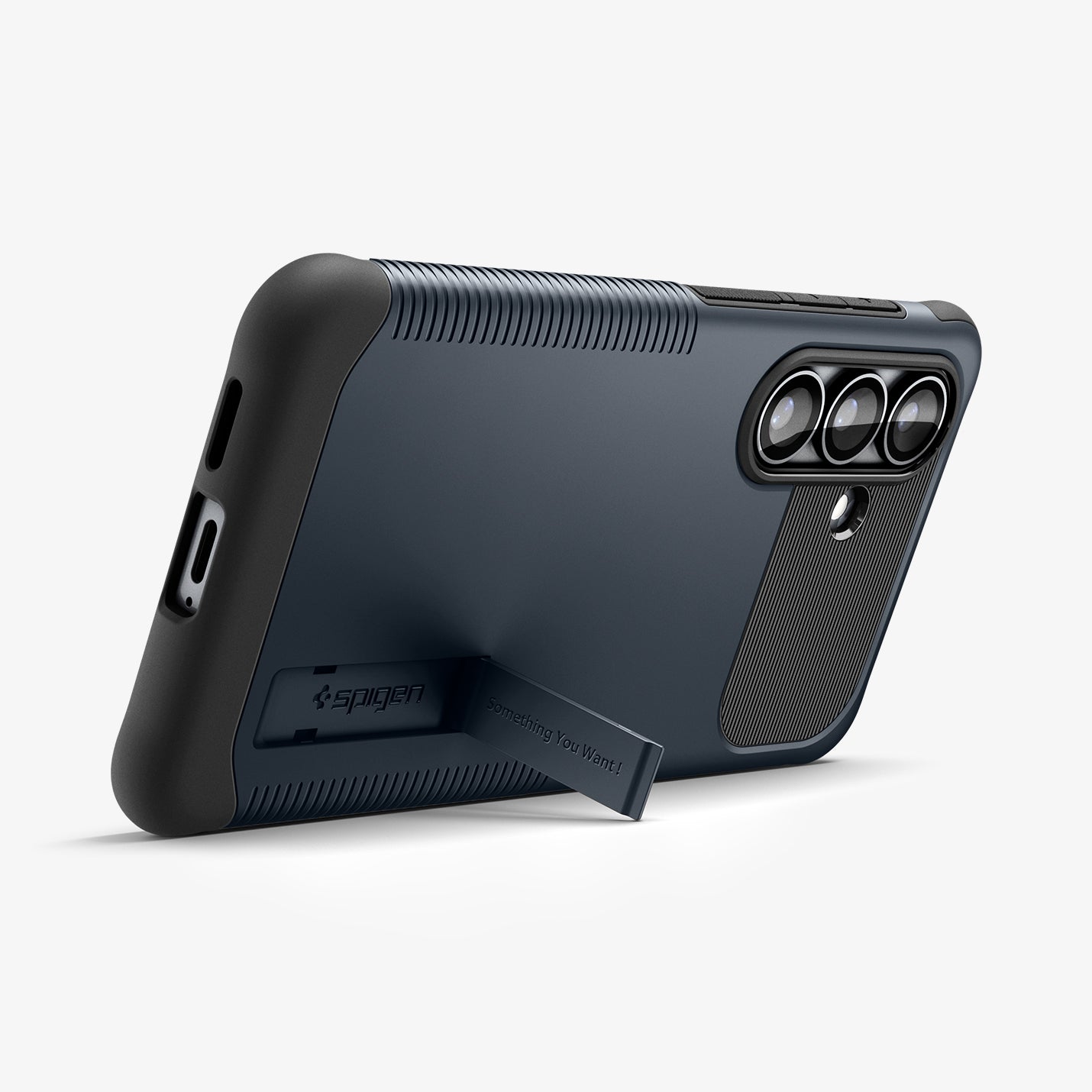 ACS10742 - Galaxy S26 Slim Armor (Mag Fit) in Metal Slate showing bottom of case with kickstand out