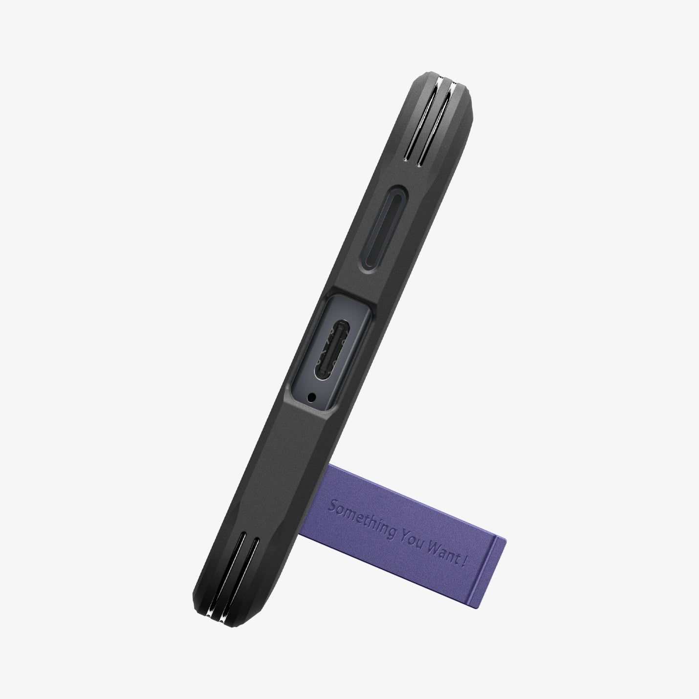 ACS11165 - Galaxy S26 Plus Case Tough Armor (Mag Fit) Ash Violet showing bottom of case with kickstand out