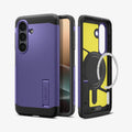 ACS11168 - Galaxy S26 Case Tough Armor (Mag Fit) Ash Violet showing the back with the device, partial back case only, partial front and sides with magfit