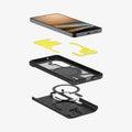 ACS11051 - Galaxy S26 Plus Case Tough Armor (Mag Fit) Black showing 3D view of case and phone, showing the impact foam technology in the case and magfit