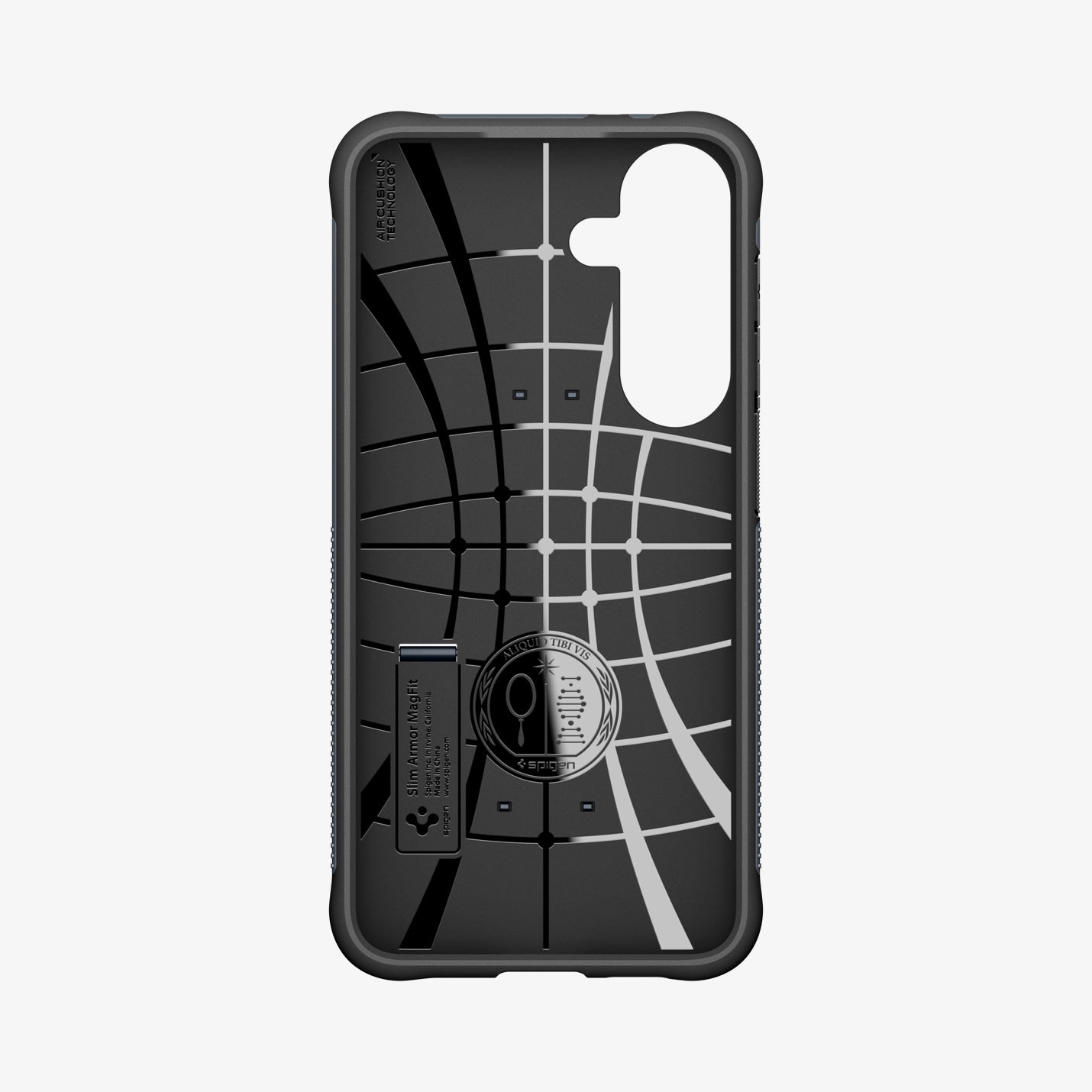 ACS11642 - Galaxy S26 FE Slim Armor (Mag Fit) showing interior of Galaxy S26 FE Slim Armor case with Air Cushion Technology, magnetic ring, and built in kickstand