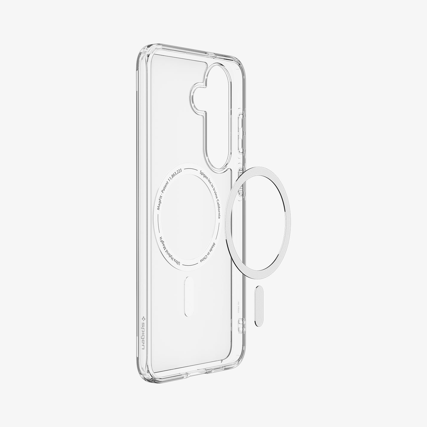 ACS11636 - Galaxy S26 FE Ultra Hybrid (Mag Fit) showing clear Ultra Hybrid Mag Fit case with built in magnetic ring and alignment magnet