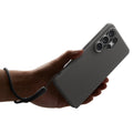 ACS11025 - Galaxy S26 Ultra Liquid Air (Mag Fit) in Marble Gray showing a hand with strap on with the device and case