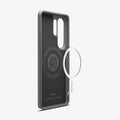 ACS11025 - Galaxy S26 Ultra Liquid Air (Mag Fit) in Marble Gray showing the back with the device, partial back case with magfit