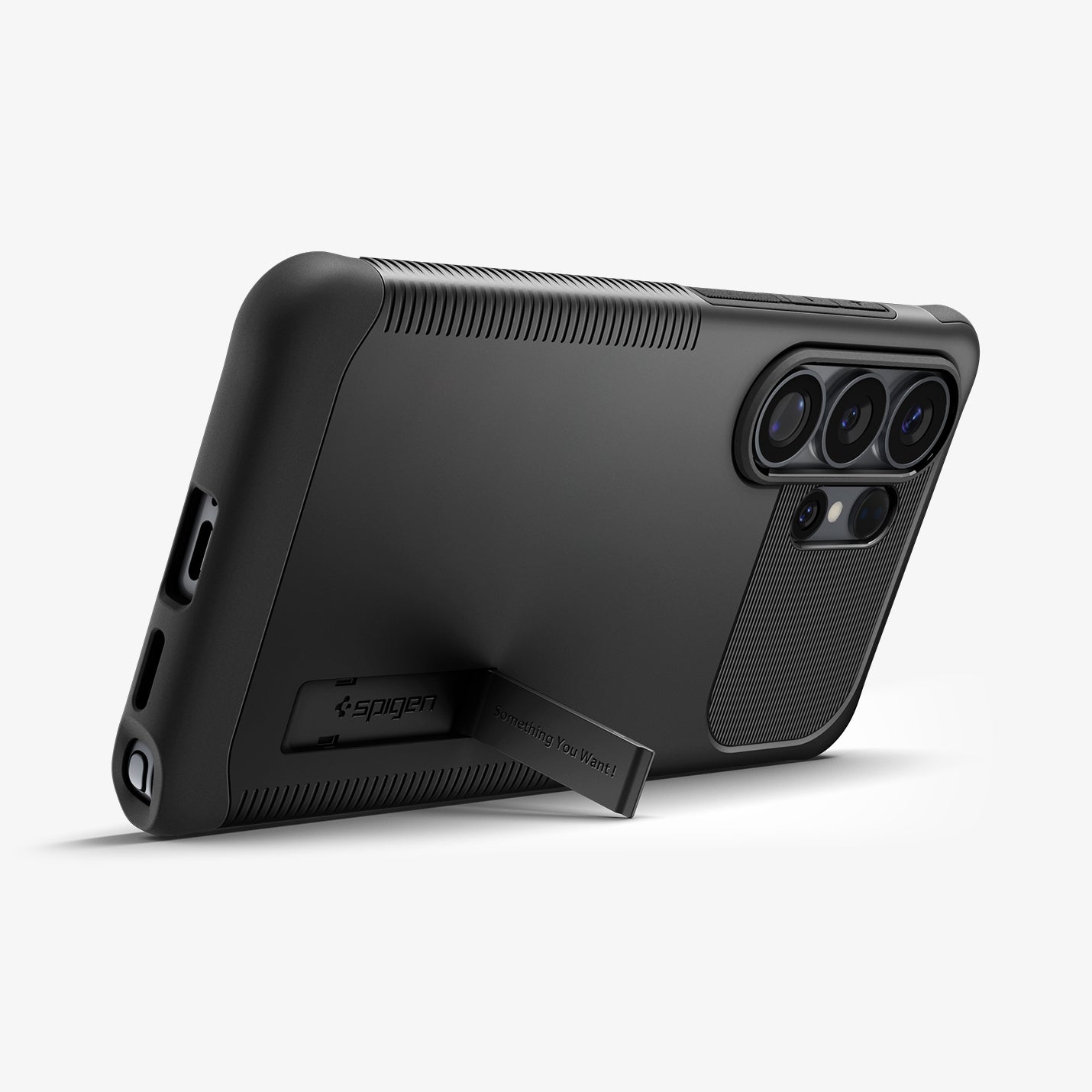 ACS10692 - Galaxy S26 Ultra Slim Armor (Mag Fit) in Black showing bottom of case with kickstand out