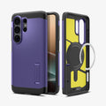 ACS11162 - Galaxy S26 Ultra Case Tough Armor (Mag Fit) Ash Violet showing the back with the device, partial back case only, partial front and sides with magfit