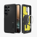 ACS11033 - Galaxy S26 Ultra Case Tough Armor (Mag Fit) Black showing the back with the device, partial back case only, partial front and sides with magfit