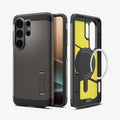 ACS11034 - Galaxy S26 Ultra Case Tough Armor (Mag Fit) Gunmetal showing the back with the device, partial back case only, partial front and sides with magfit