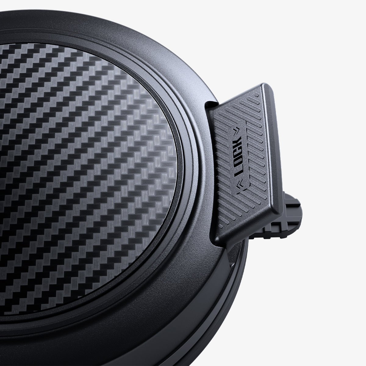 ACP11667 - STIK Dashboard Car Mount | STK100 (Mag Fit) showing a close-up of the carbon-fiber base and lock tab