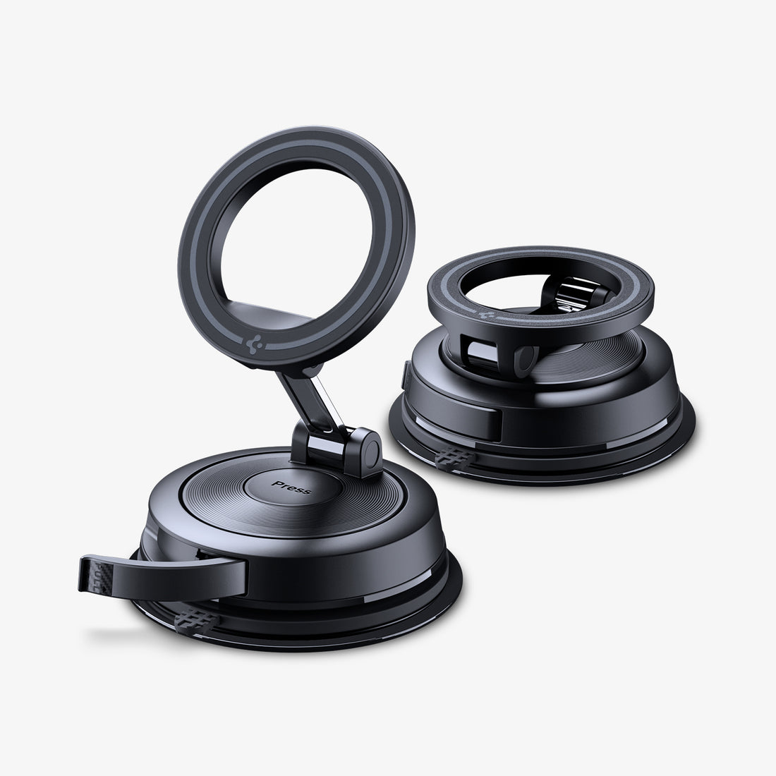 ACP11839 - Two Spigen STK120 mount bases shown separately, one with the arm and ring attached and one showing the base alone