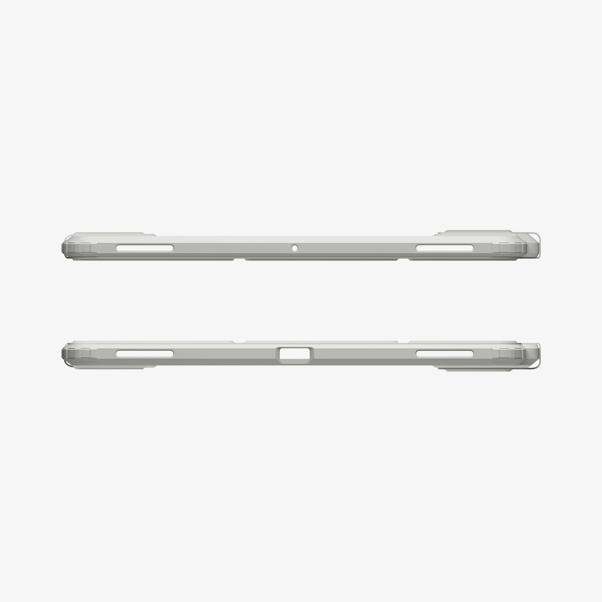 ACS10222 - Galaxy Tab S12 Ultra Air Skin Pro in Gray showing top and bottom edge views of a tablet case with speaker and port cutouts.