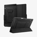 ACS10150 - Galaxy Tab S11 Ultra Rugged Armor Pro showing the back, front and device propped up by built in kickstand