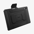ACS10150 - Galaxy Tab S12 Ultra Rugged Armor Pro showing the back of the tablet case with the folding cover opened and a pen secured along the top edge.