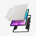 ACS11824 - Galaxy Tab S12+ Air Skin Pro in Gray showing an exploded view of a tablet, protective frame, and detachable geometric folding cover.