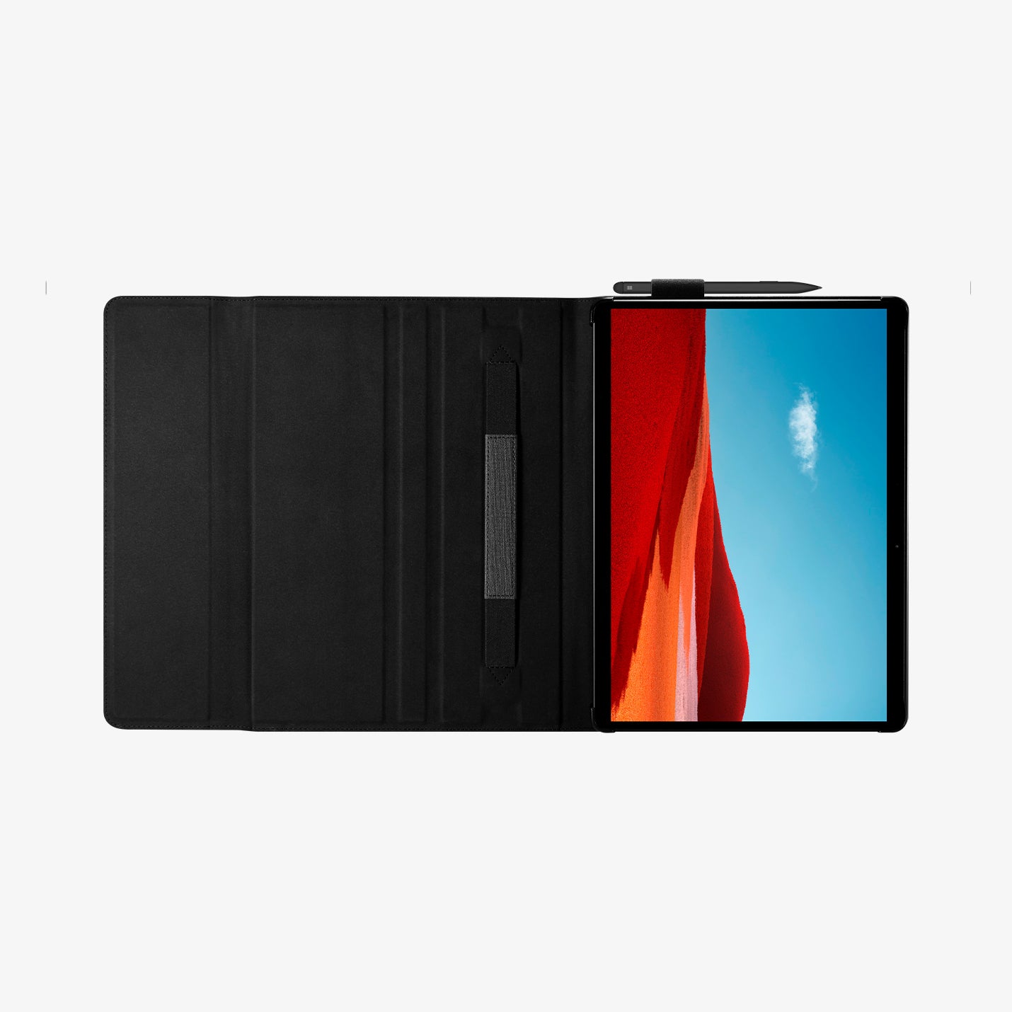 ACS04207 - Microsoft Surface Pro 10 Case Stand Folio in Black showing the inside fully laid out