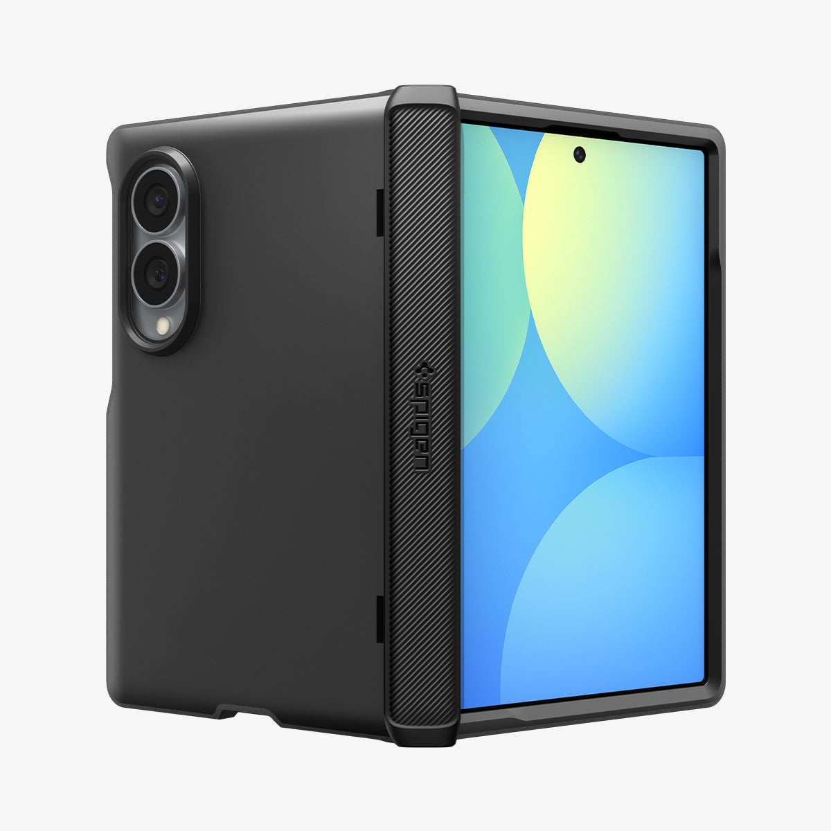 ACS11557 - Galaxy Z Fold 8 Slim Armor Pro (Mag Fit) Black  showing two Galaxy Z Fold 8 units with the Slim Armor Pro MagFit case, front and back angled views highlighting the dual camera cutout and hinge bar.