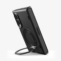 ACS11779 - Galaxy Z Fold 8 Slim Armor Pro S (Mag Fit) Black showing a side profile view of the Galaxy Z Fold 8 with the case propped up on its ring stand at an angle.