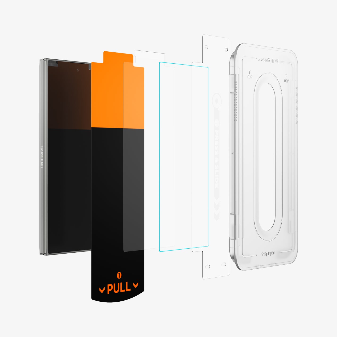 AGL09576 - Galaxy Z Fold 7 Series - GLAS.tR EZ Fit Pro  showing the alignment tray, screen protector