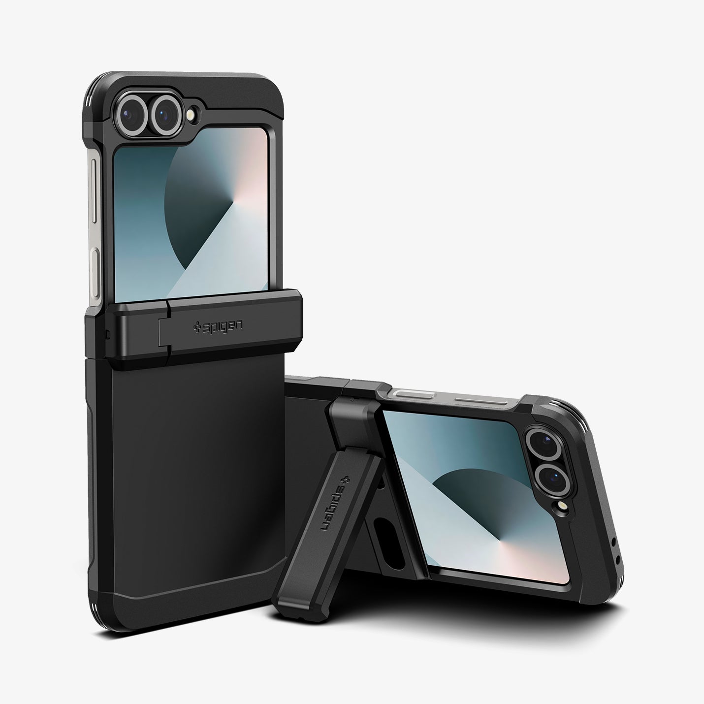 ACS09807 - Galaxy Z Flip 7 FE Series Tough Armor Pro (MagFit) in black showing device with case