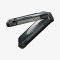 ACS09807 - Galaxy Z Flip 7 FE Series Tough Armor Pro (MagFit) in black showing the side, partial front and back almost fully closed