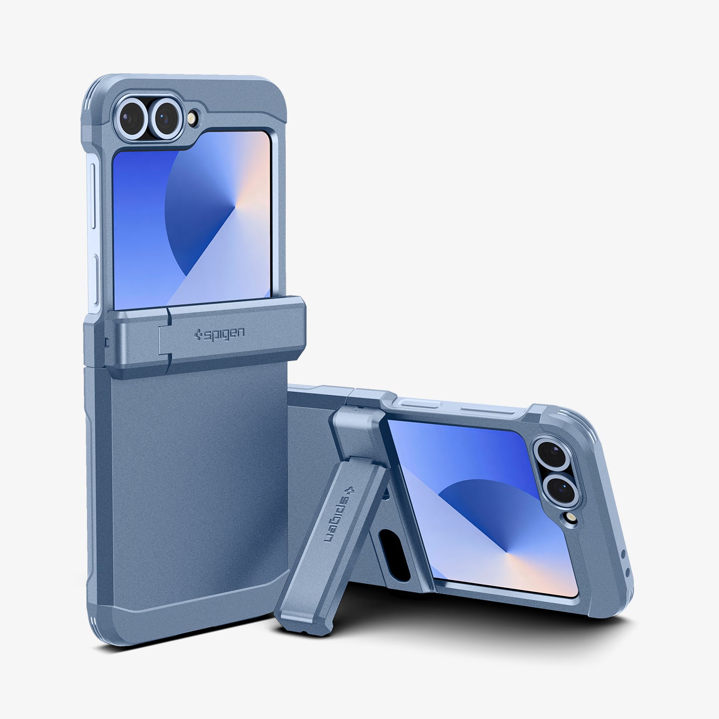 ACS09808 - Galaxy Z Flip 7 FE Series Tough Armor Pro (MagFit) in Sierra Blue showing device with case