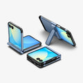 ACS09562 - Galaxy Z Flip 7 Case Tough Armor Pro (MagFit) in sierra blue showing the front, back and sides of multiple devices