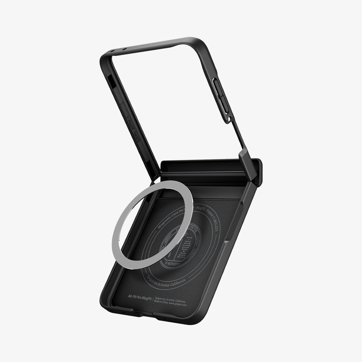 ACS11511 - Galaxy Z Flip 8 Series - Air Fit Pro (Mag Fit) showing an angled close-up of the case's interior with a circular magnet alignment ring highlighted, alongside patent and product labeling.