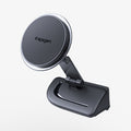 ACP11873 - Spigen magnetic phone mount shown alone, with its fold-flat arm and hook-style base for attaching to a car dashboard