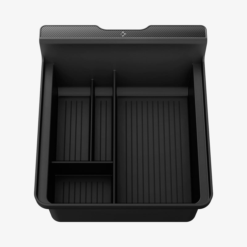ACP04508 - Tesla Model y & 3 Center Console Organizer Tray in black showing the top and partial front