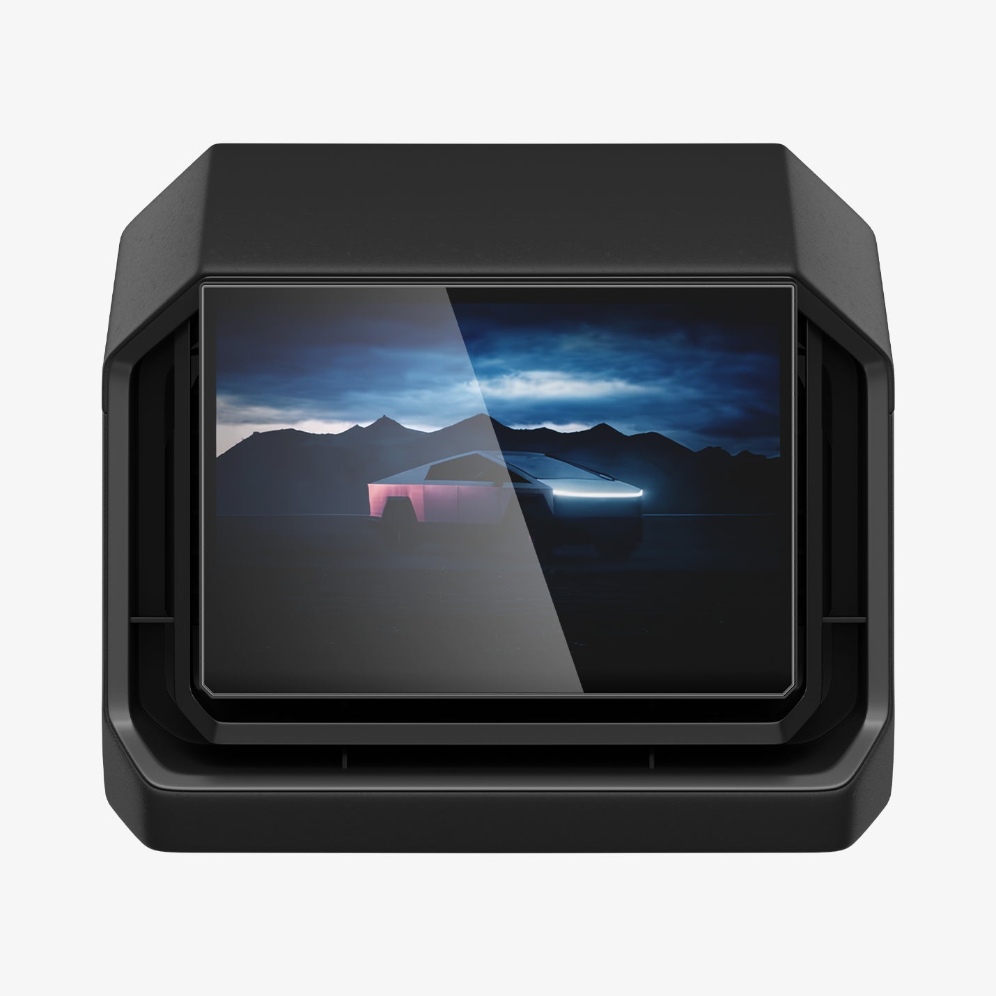 AGL07680 - Tesla Cybertruck (2024) Screen Protector Glas.tR SLIM Anti-Glare (Rear) in Clear showing the front of the device with the screen protector installed
