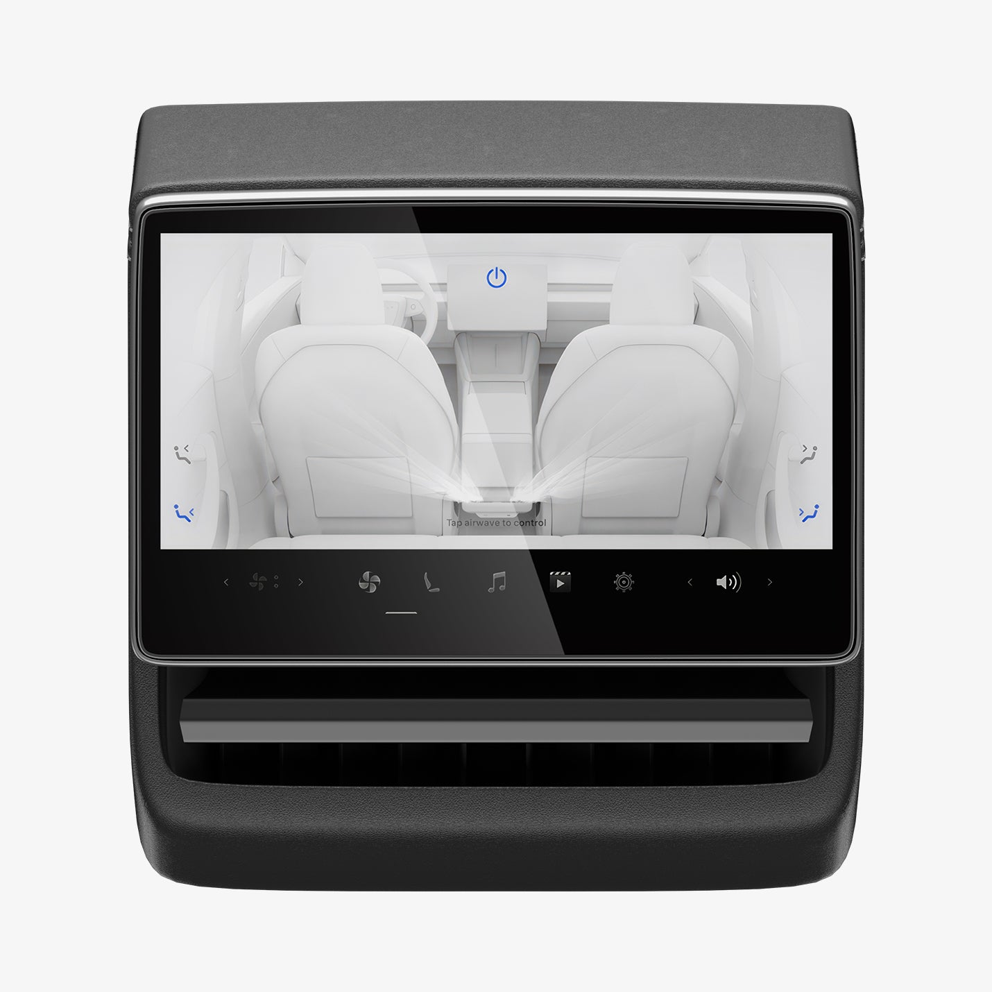 AGL07586 - Tesla Model 3 (2024) Screen Protector Glas.tR SLIM Anti-Glare (Rear) in Clear showing the front of a screen attached to an air vent AGL07680