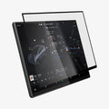 AGL10819 - Model Y Juniper (2025+) Screen Protector GLAS.tR EZ Fit | Anti-Glare 16 inch showing the screen protector hovering in front of the screen monitor