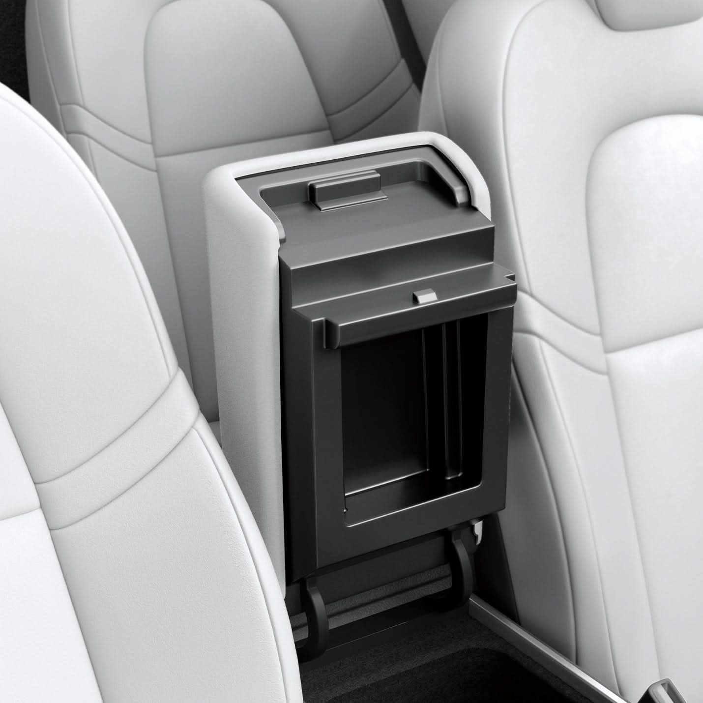 ACP07645 - Tesla Model Y & 3 Armrest Cover TO240 in White showing the side and bottom of armrest cover