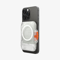 AFA07557 - MagSafe Card Holder Tintap (MagFit) in Frost Clear showing the back, partial side attached to the device