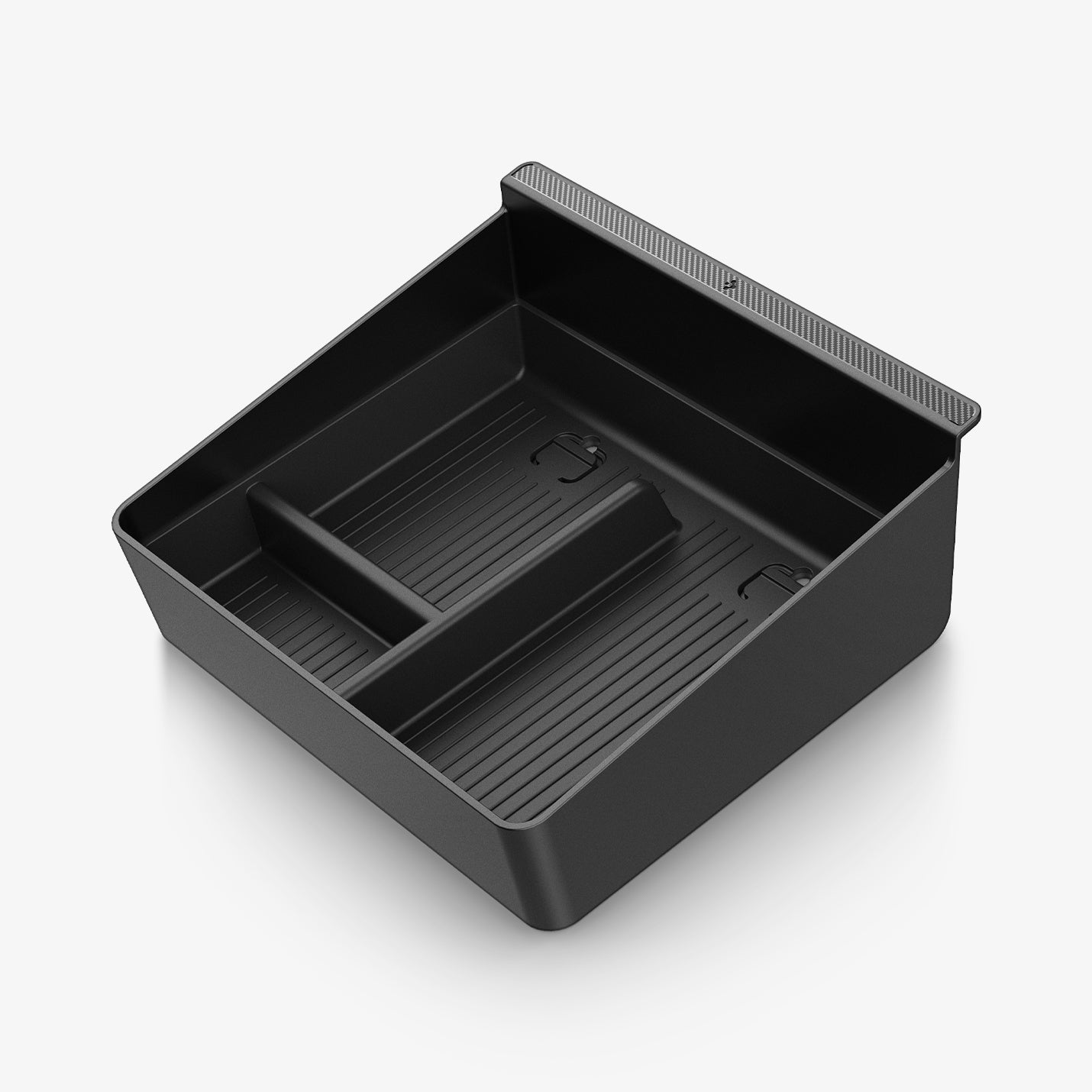 ACP07407 - Model 3 (2024-2025) Highland | Model Y (2025) Refresh Center Console Organizer Upper Tray Non Slide | TO220H showing the inside, partial side and bottom of an organizer 