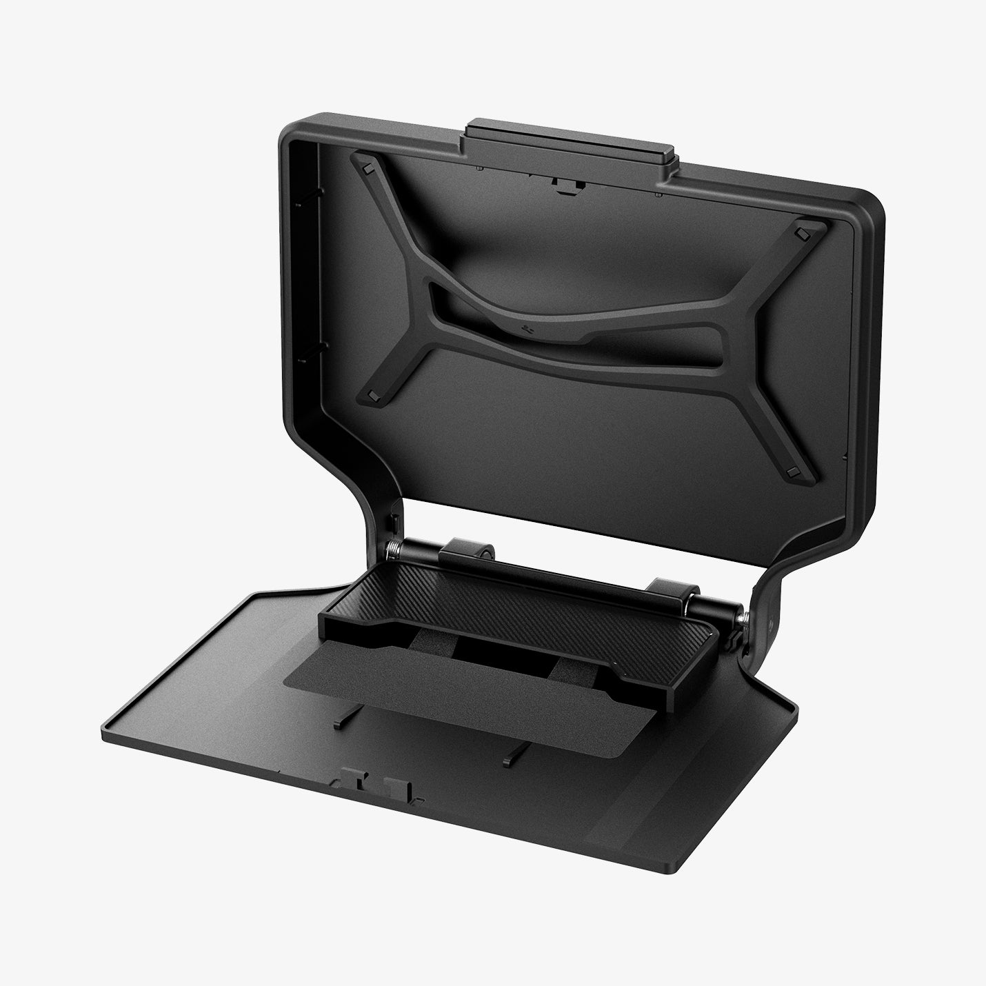 ACP07408 - Tesla Model Y 2025 Refresh & 3 Highland - Center Console Hidden Storage Box showing the top with storage box open