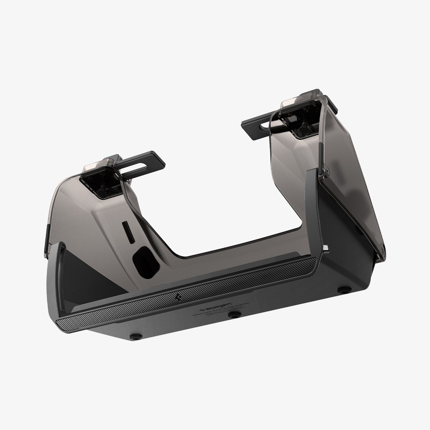 ACP11105 - Tesla Series - Under Screen Organizer | TO227JH showing angled underside view of organizer with Spigen branding label and rubber feet
