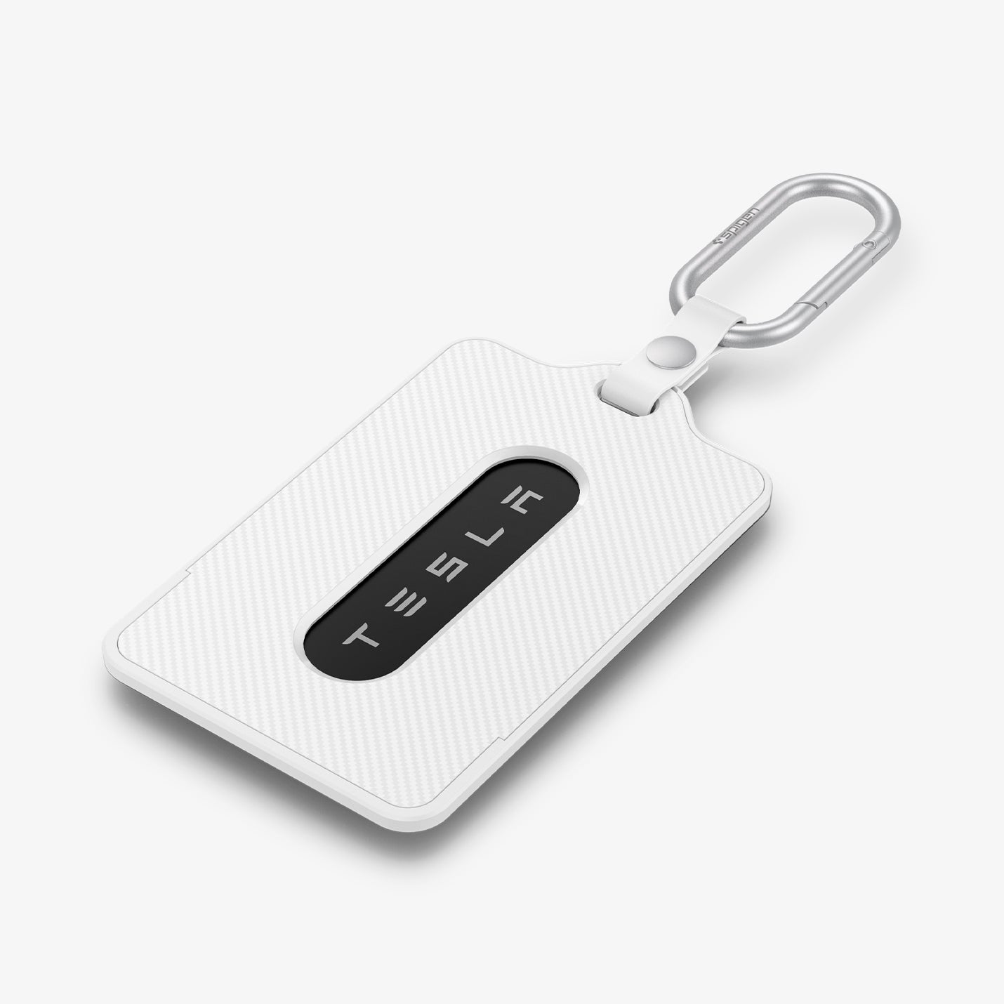 ACP11404 - Tesla Key Card Holder | TO243 1 Pack in White showing the front with carabiner