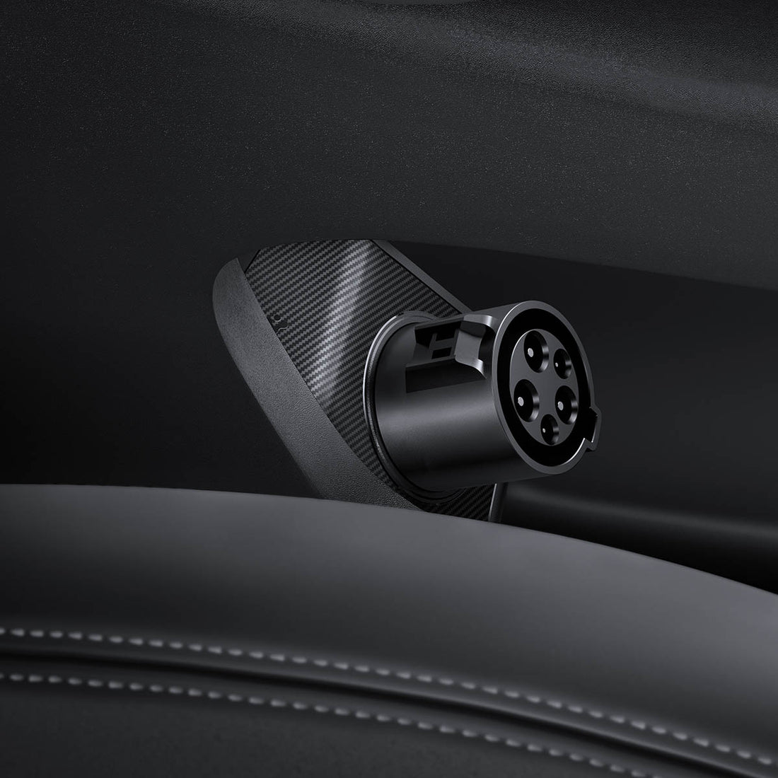 ACP09180 - Tesla Charging Adapter Door Dock TO255 in Black showing the partial front and sides