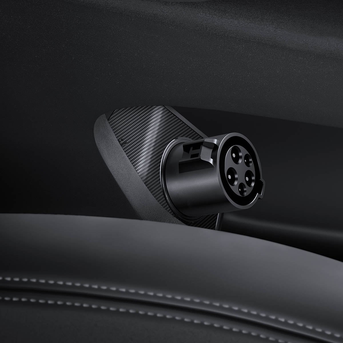 ACP09180 - Tesla Charging Adapter Door Dock TO255 in Black showing the partial front and sides