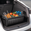 ACP08855 - Trunk Organizer TSO100 in Black showing the front and partial side inside the car's trunk with groceries