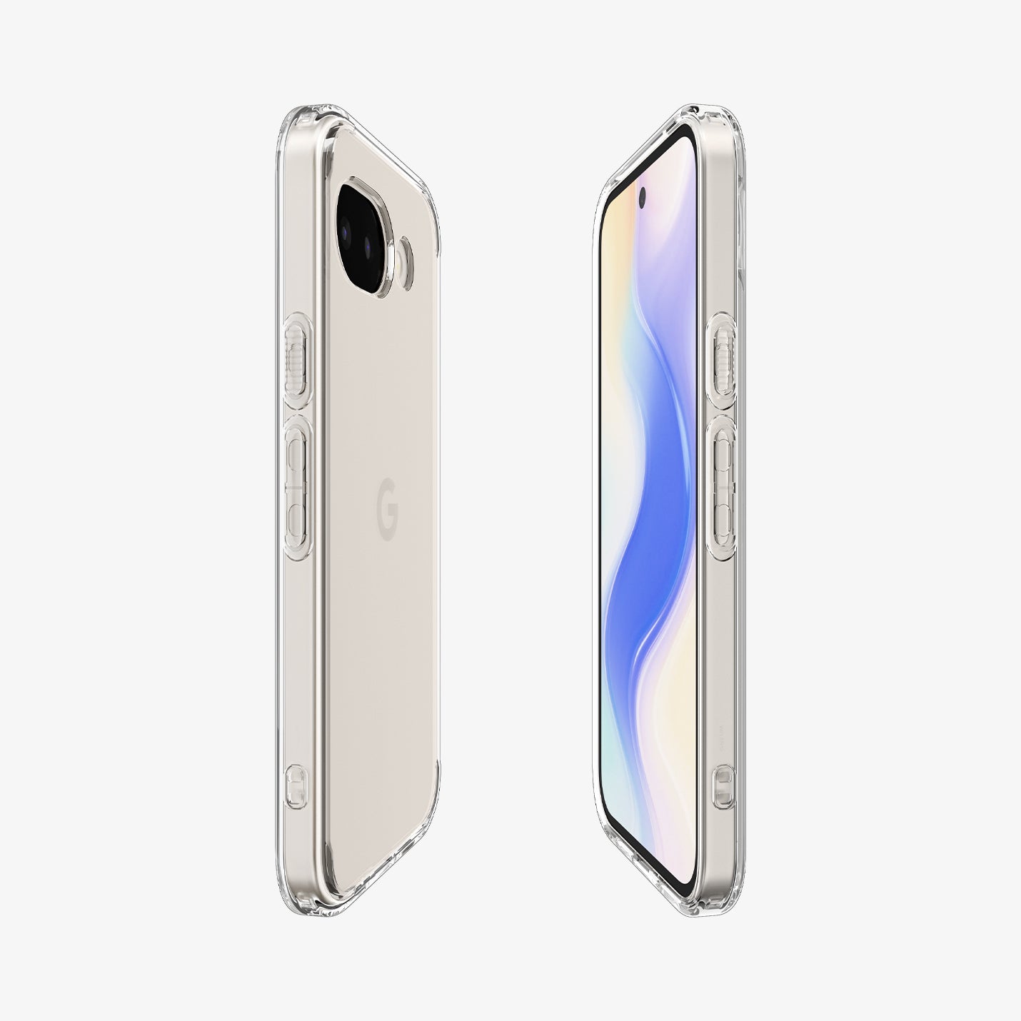 ACS11279 - Pixel 10a Ultra Hybrid in Crystal Clear showing the sides, partial front and back