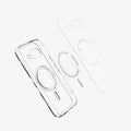 ACS09043 - Pixel 9a Case Ultra Hybrid Metal Ring (MagFit) in Clear White showing the inner layer hovering in front of the detached metal ring parts and the case