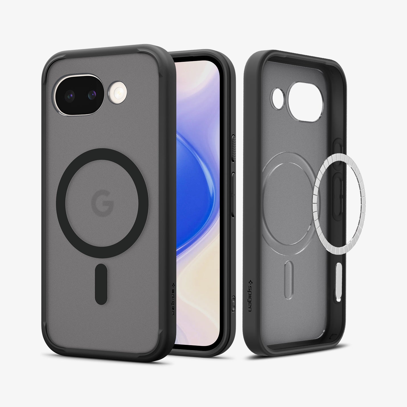 ACS11278 - Pixel 10a Ultra Hybrid Metal Ring (Mag Fit) in Frost Black showing the back, front and inside