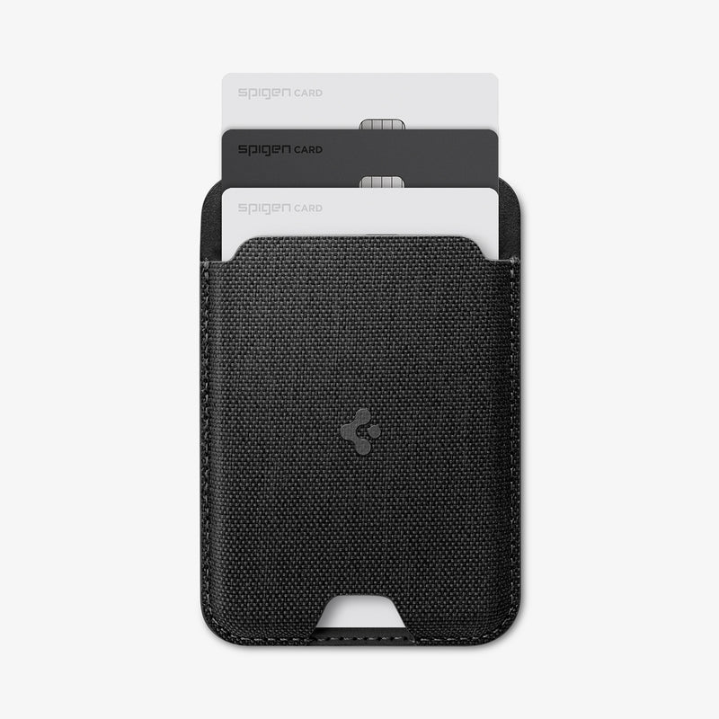 AFA07402 - MagSafe Card Holder Urban Fit (MagFit) in Black showing the front with 3 cards inserted